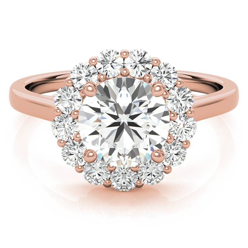 Round Halo Moissanite Cathedral Engagement Ring