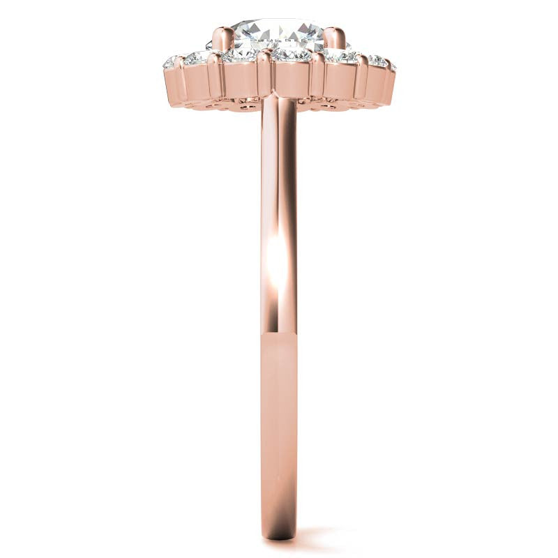 Round Halo Moissanite Cathedral Engagement Ring