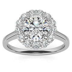 Round Halo Moissanite Cathedral Engagement Ring