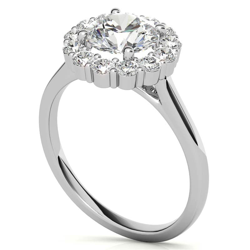 Round Halo Moissanite Cathedral Engagement Ring