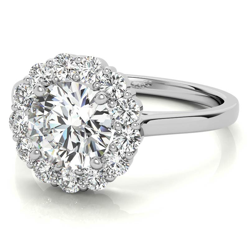 Round Halo Moissanite Cathedral Engagement Ring