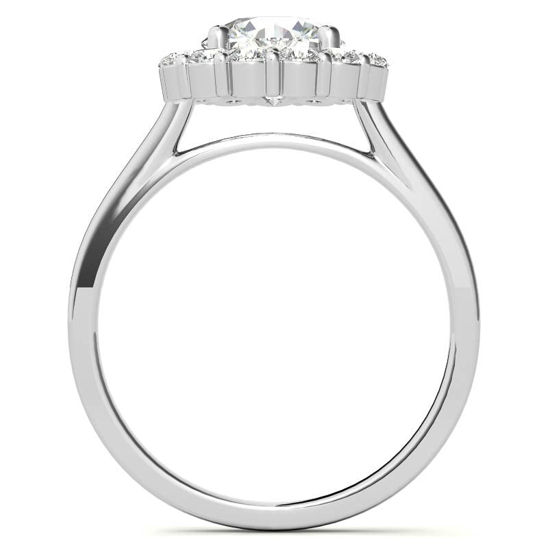 Round Halo Moissanite Cathedral Engagement Ring