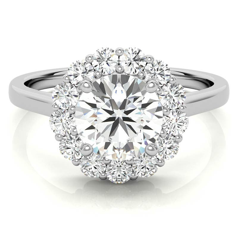 Round Halo Moissanite Cathedral Engagement Ring