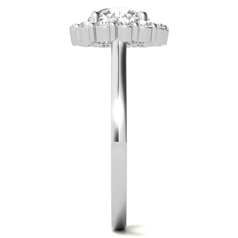 Round Halo Moissanite Cathedral Engagement Ring