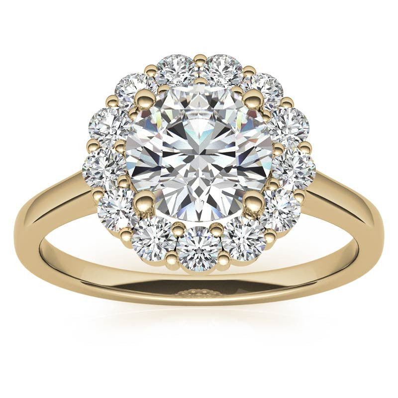 Round Halo Moissanite Cathedral Engagement Ring