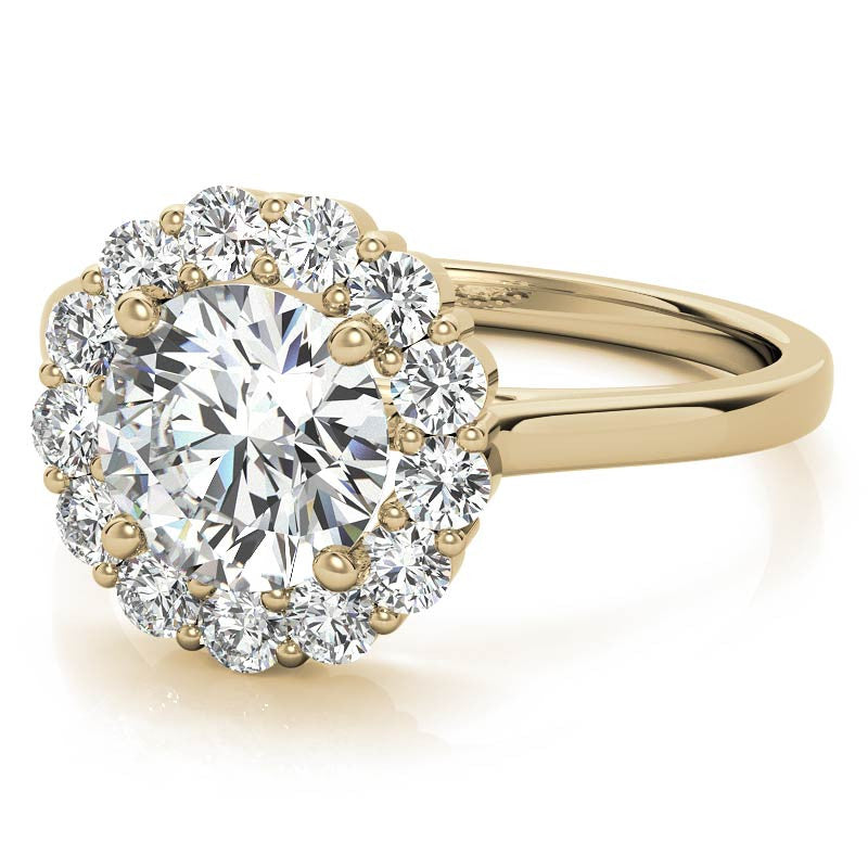 Round Halo Moissanite Cathedral Engagement Ring