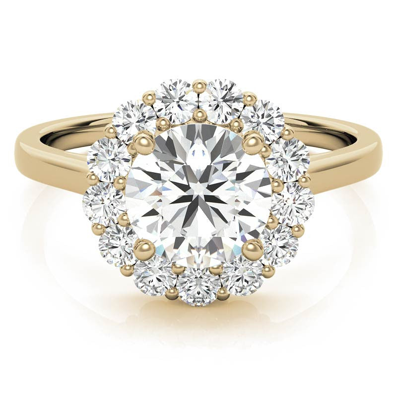 Round Halo Moissanite Cathedral Engagement Ring