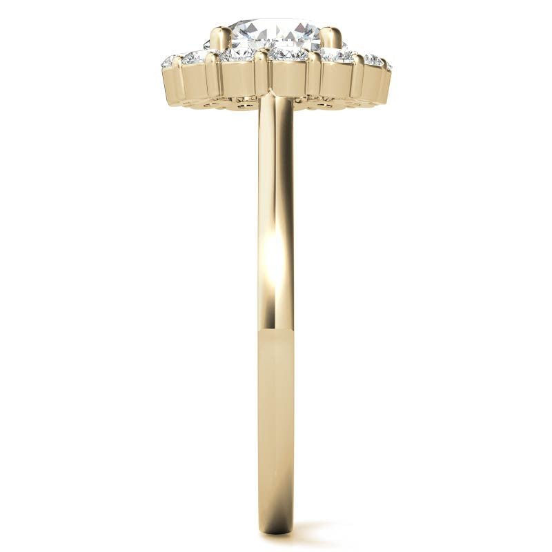 Round Halo Moissanite Cathedral Engagement Ring