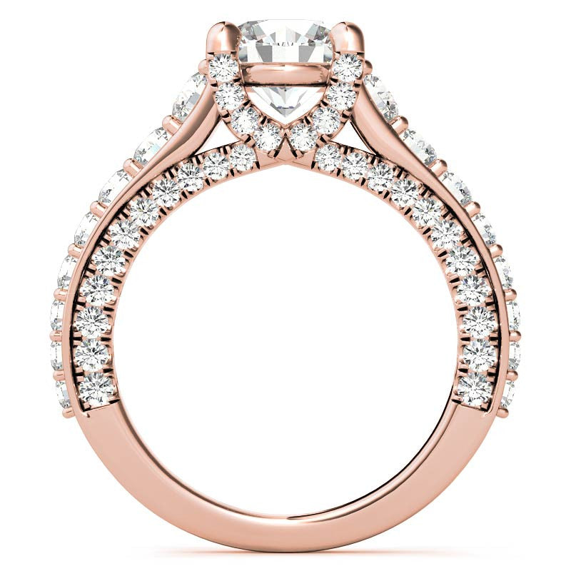 Round Trellis Design Cathedral Moissanite Engagement Ring