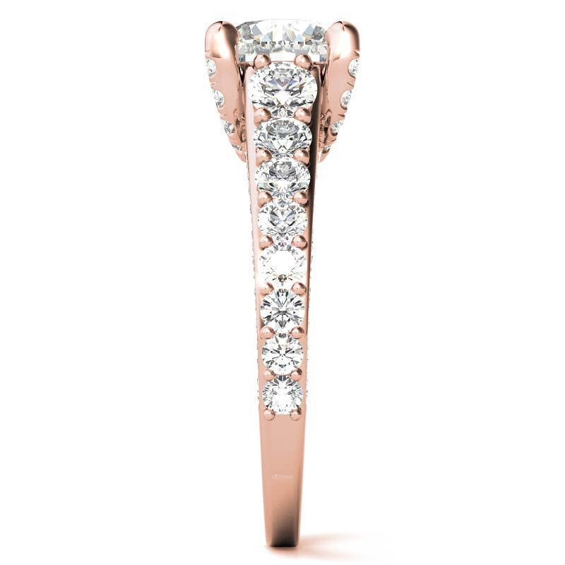 Round Trellis Design Cathedral Moissanite Engagement Ring