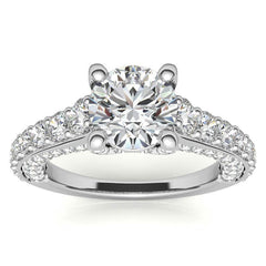 Round Trellis Design Cathedral Moissanite Engagement Ring