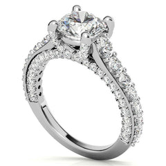 Round Trellis Design Cathedral Moissanite Engagement Ring