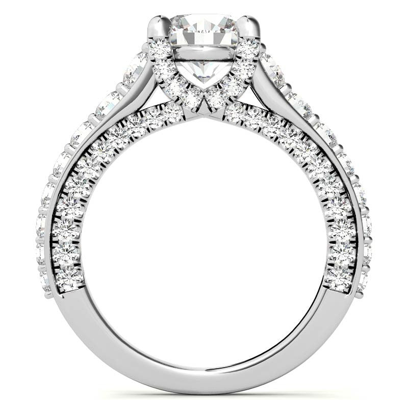 Round Trellis Design Cathedral Moissanite Engagement Ring