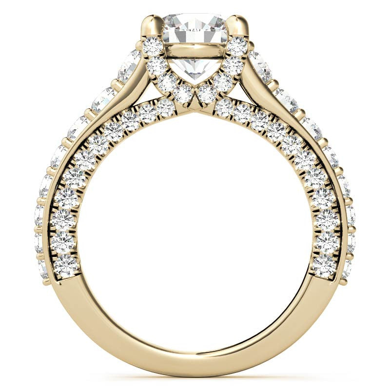 Round Trellis Design Cathedral Moissanite Engagement Ring