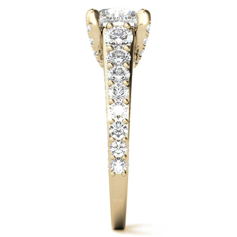 Round Trellis Design Cathedral Moissanite Engagement Ring