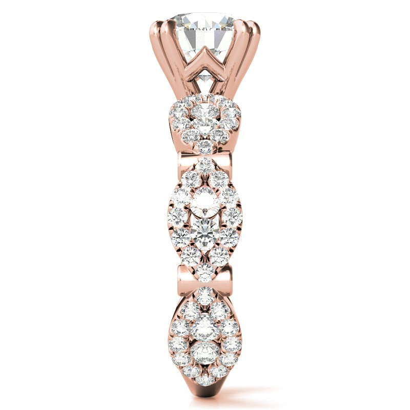 Round Scallop Design Double Prong Moissanite Engagement Ring