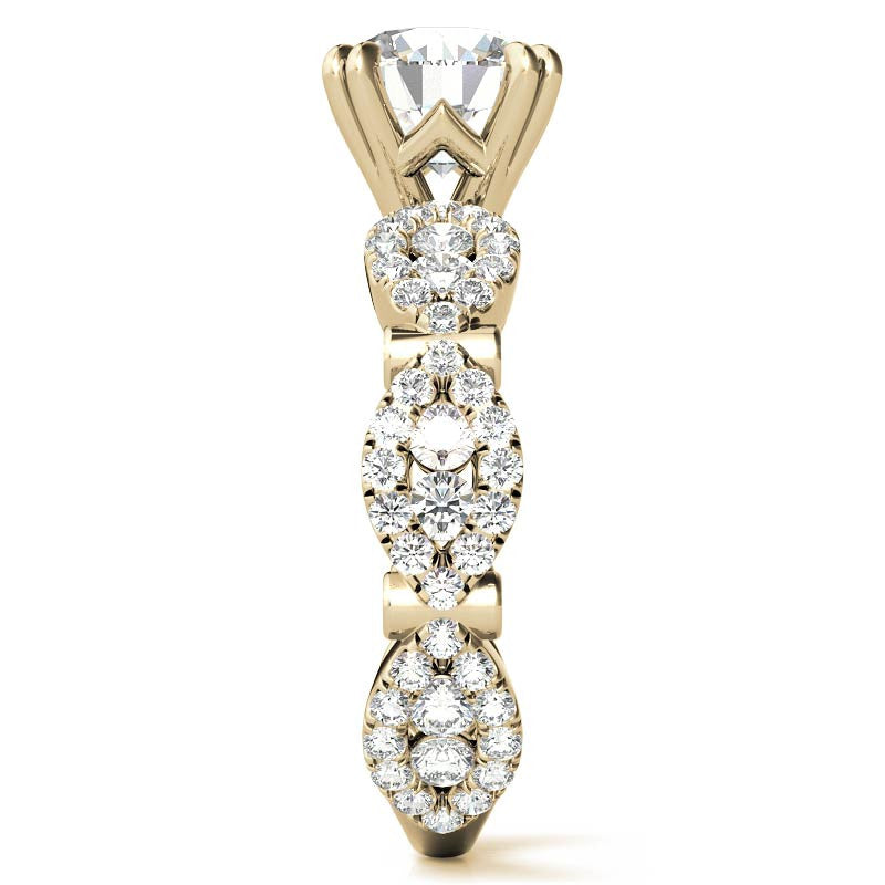 Round Scallop Design Double Prong Moissanite Engagement Ring