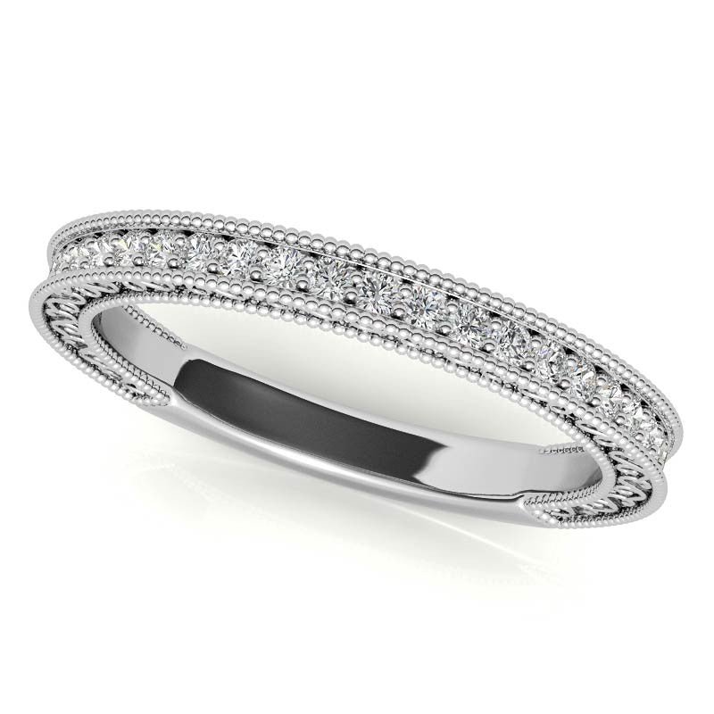 3-Stone Round Scroll Cathedral Moissanite Engagement Ring