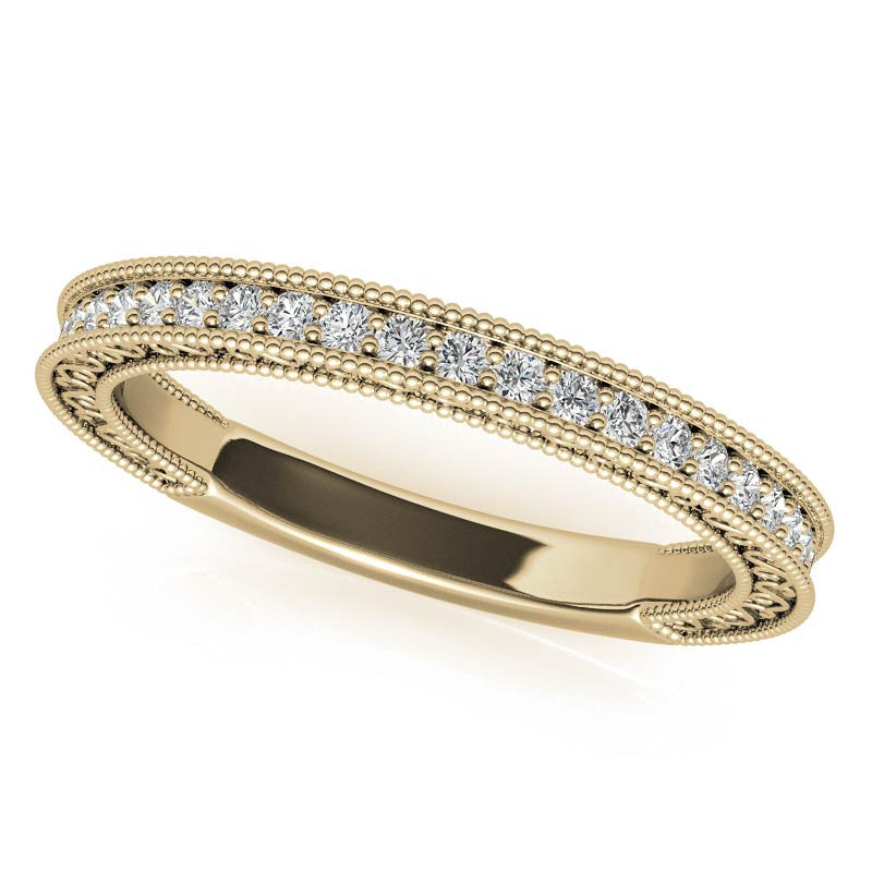 3-Stone Round Scroll Cathedral Moissanite Engagement Ring