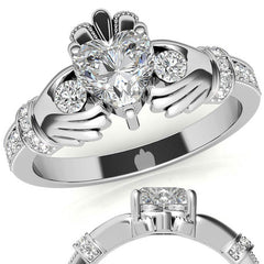 6mm Heart Claddagh Moissanite Engagement Ring