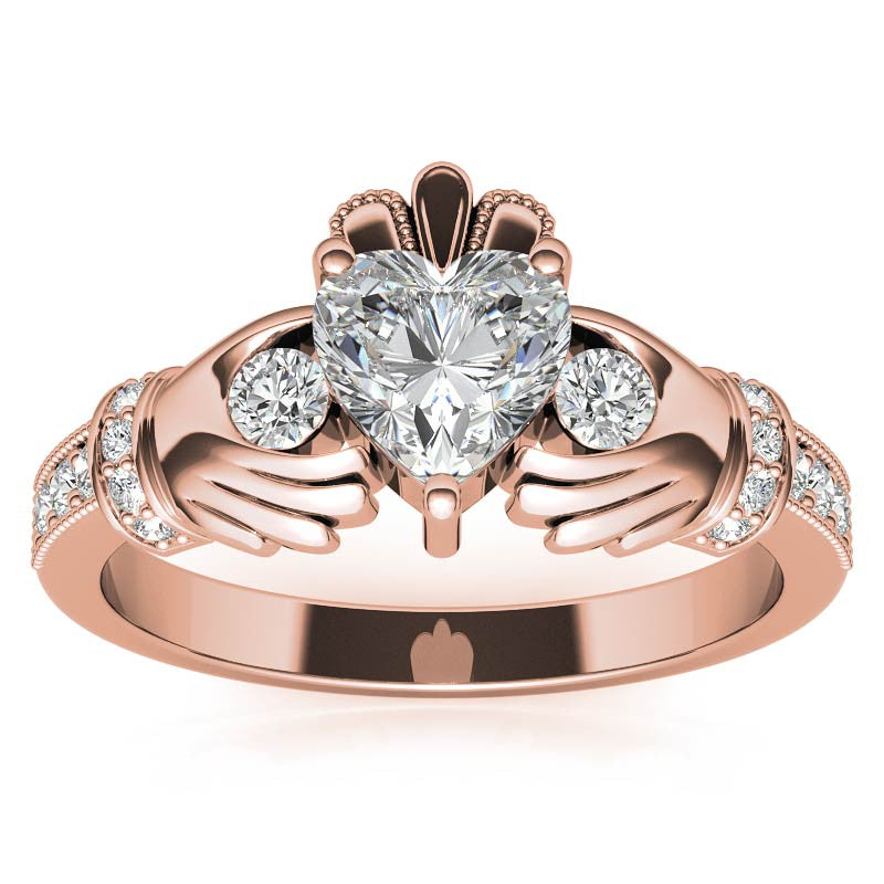 6mm Heart Claddagh Moissanite Engagement Ring