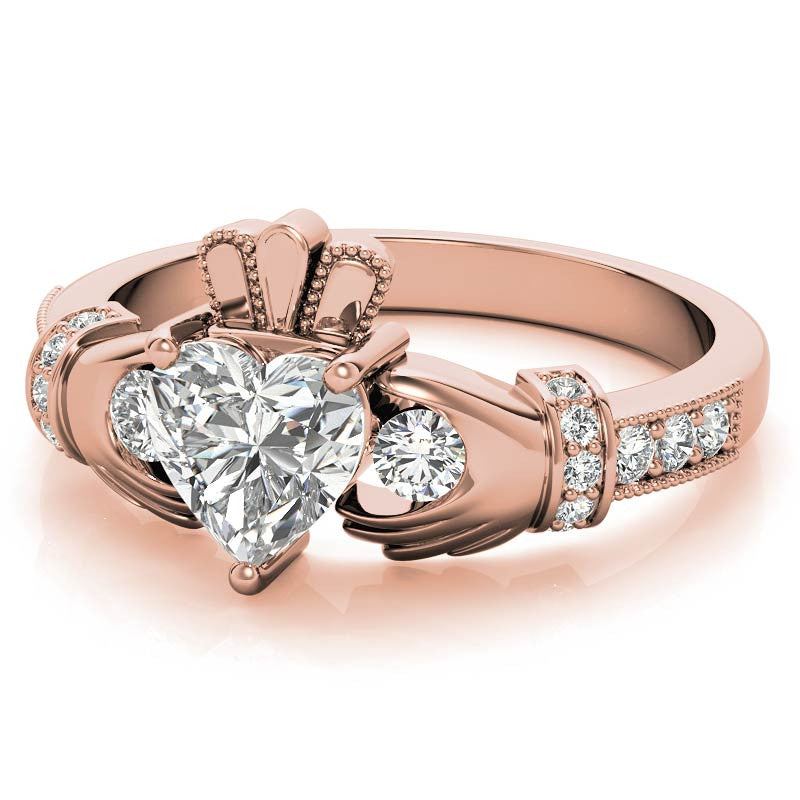 6mm Heart Claddagh Moissanite Engagement Ring