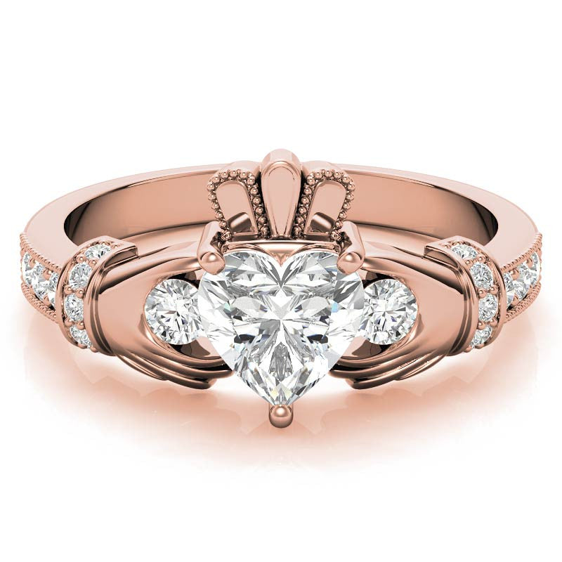 6mm Heart Claddagh Moissanite Engagement Ring