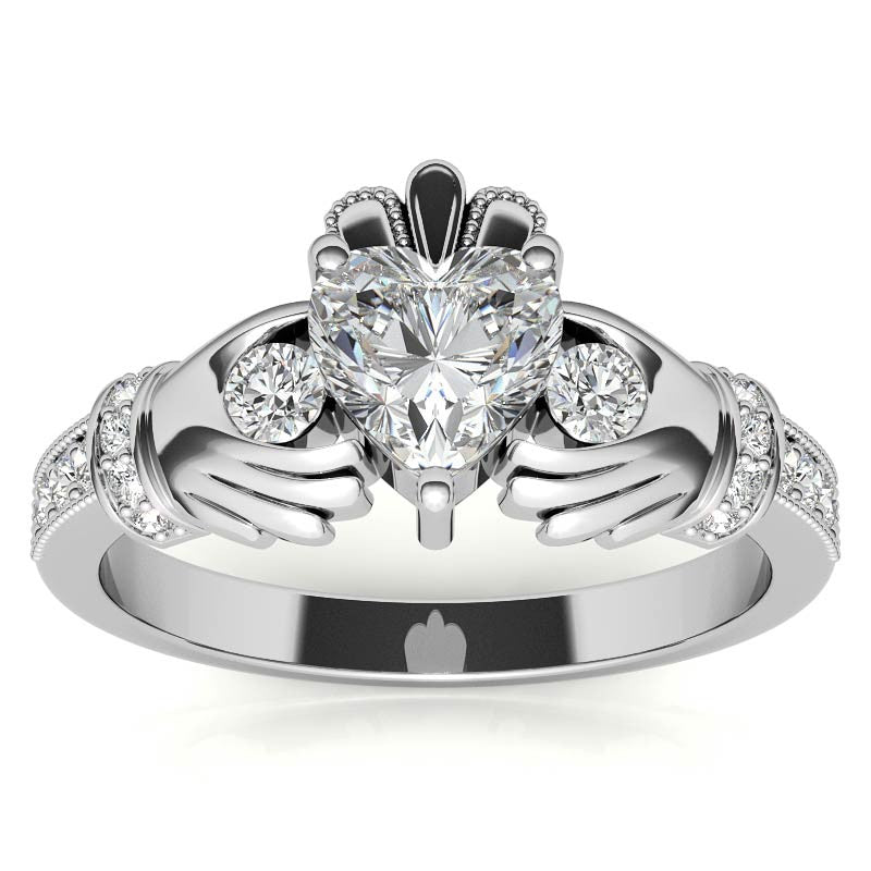 6mm Heart Claddagh Moissanite Engagement Ring