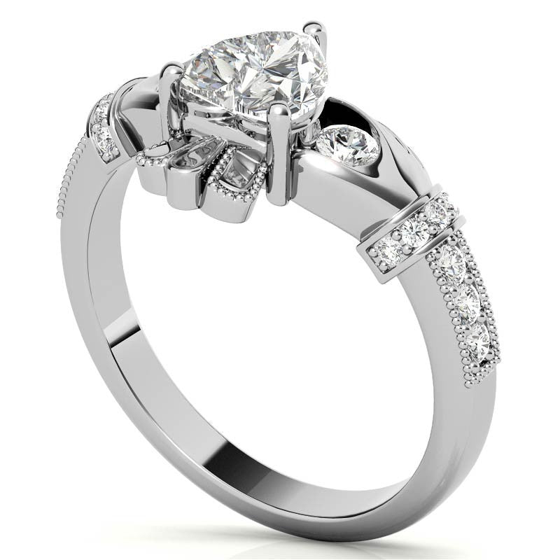 6mm Heart Claddagh Moissanite Engagement Ring