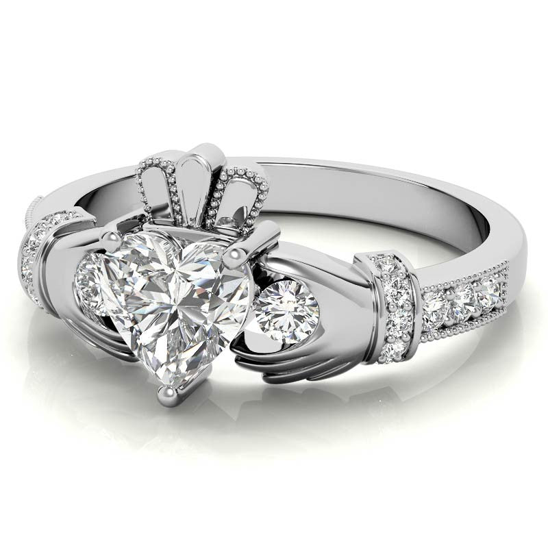 6mm Heart Claddagh Moissanite Engagement Ring