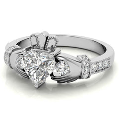 6mm Heart Claddagh Moissanite Engagement Ring