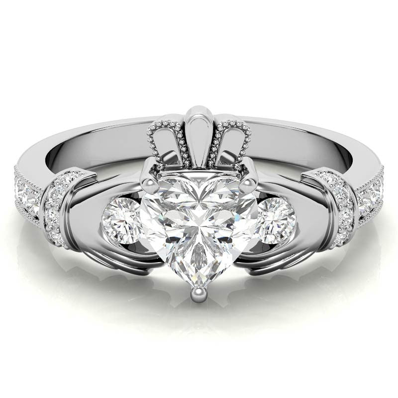 6mm Heart Claddagh Moissanite Engagement Ring