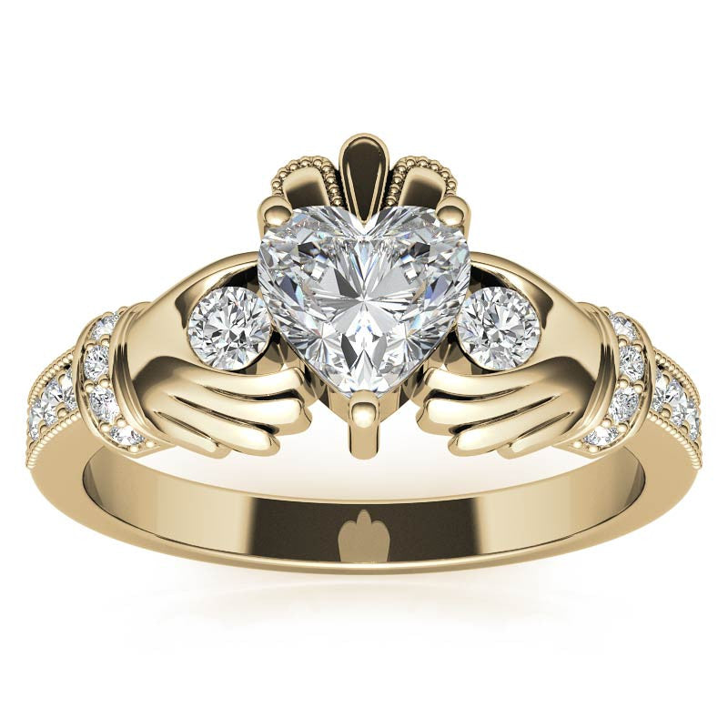 6mm Heart Claddagh Moissanite Engagement Ring