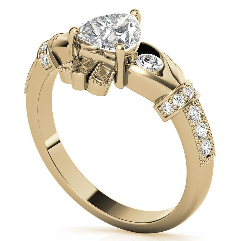 6mm Heart Claddagh Moissanite Engagement Ring