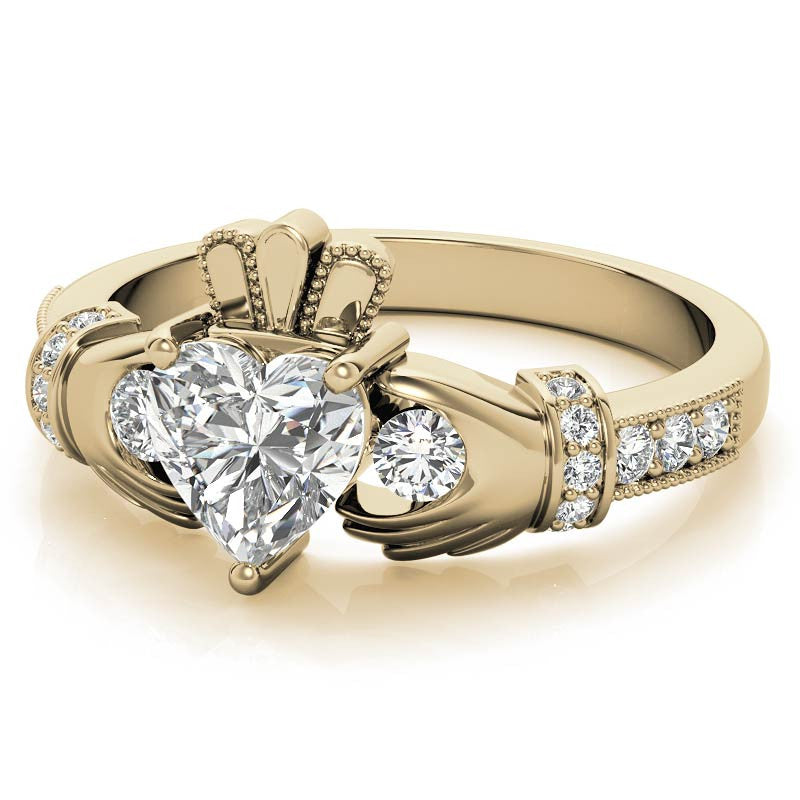 6mm Heart Claddagh Moissanite Engagement Ring
