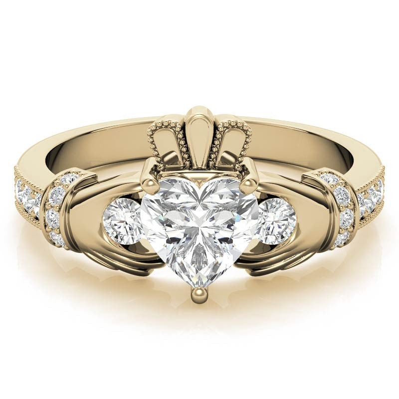 6mm Heart Claddagh Moissanite Engagement Ring