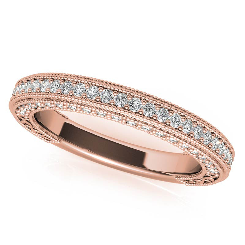 Antique Style Round 3-Stone Moissanite Engagement Ring