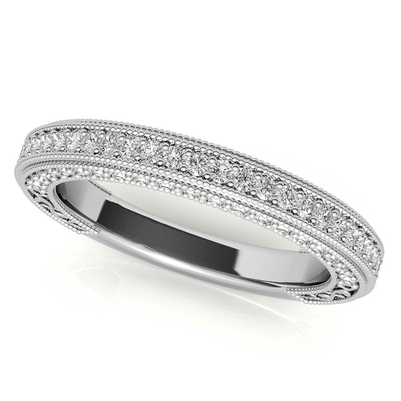 Antique Style Round 3-Stone Moissanite Engagement Ring