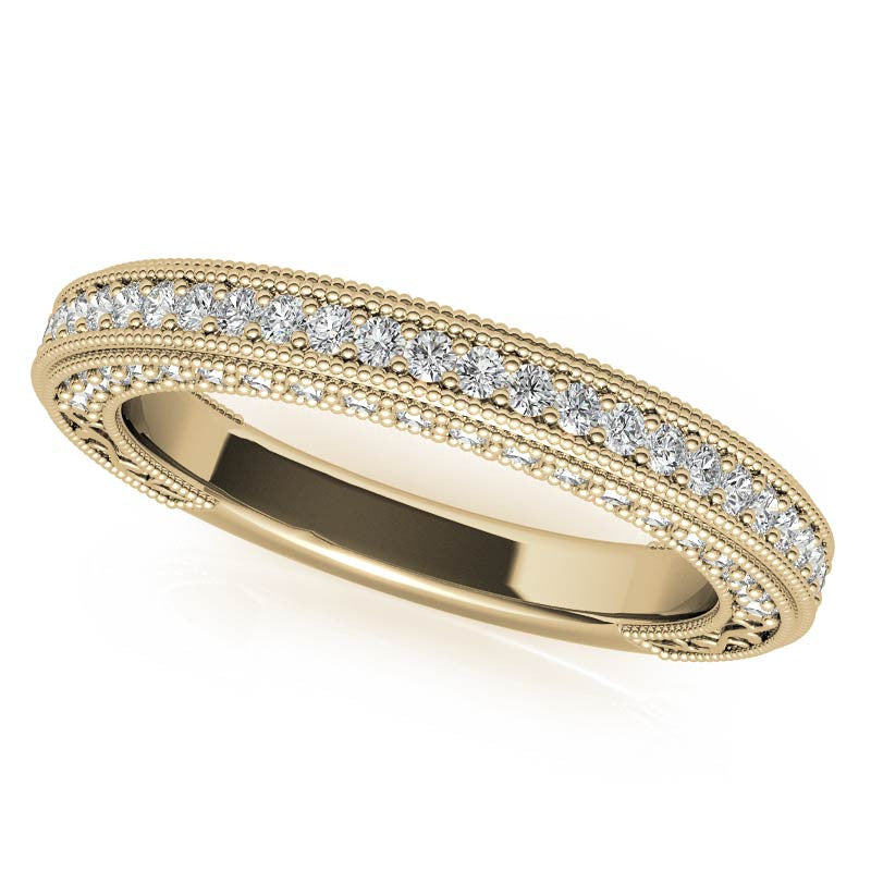 Antique Style Round 3-Stone Moissanite Engagement Ring