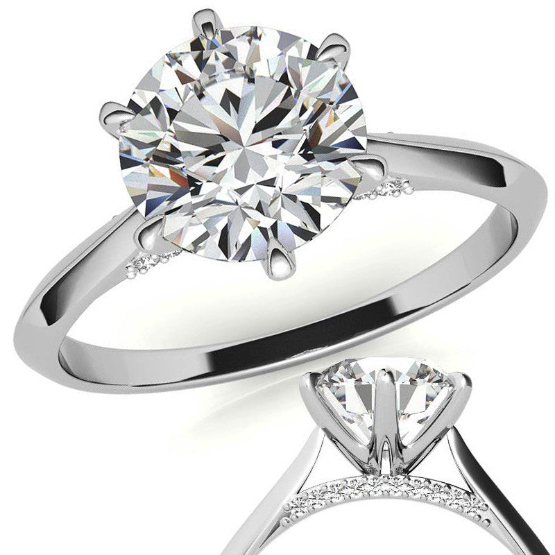 Round 6-Prong Cathedral Moissanite Engagement Ring
