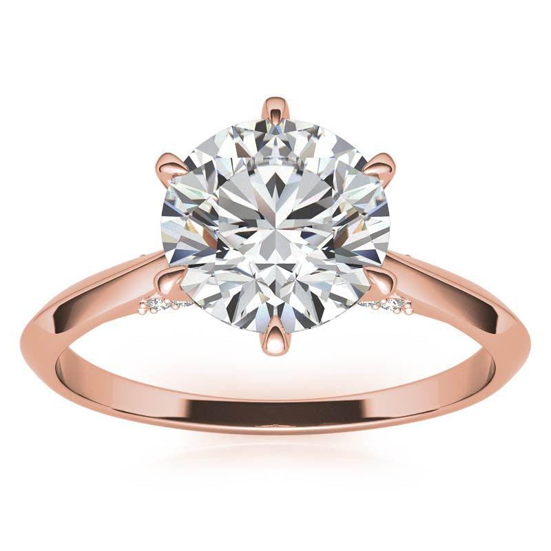 Round 6-Prong Cathedral Moissanite Engagement Ring