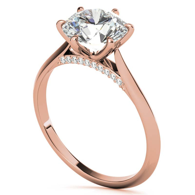 Round 6-Prong Cathedral Moissanite Engagement Ring