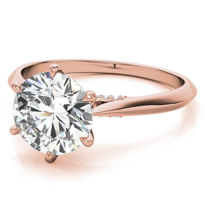 Round 6-Prong Cathedral Moissanite Engagement Ring