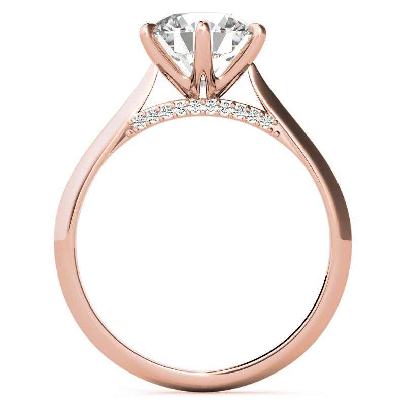 Round 6-Prong Cathedral Moissanite Engagement Ring