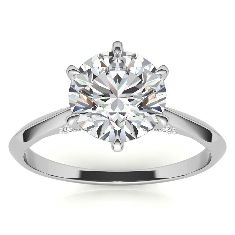 Round 6-Prong Cathedral Moissanite Engagement Ring