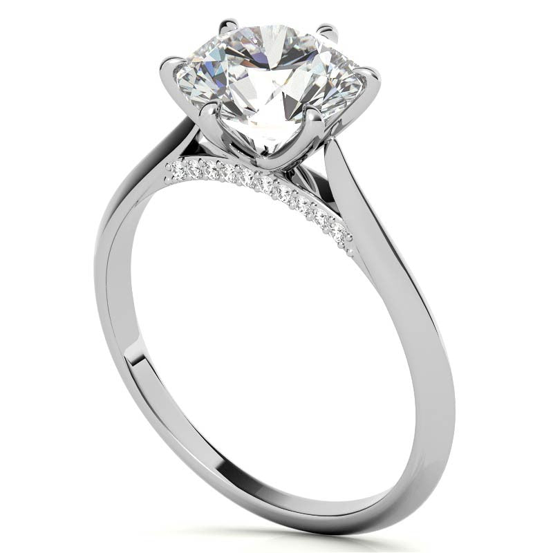 Round 6-Prong Cathedral Moissanite Engagement Ring