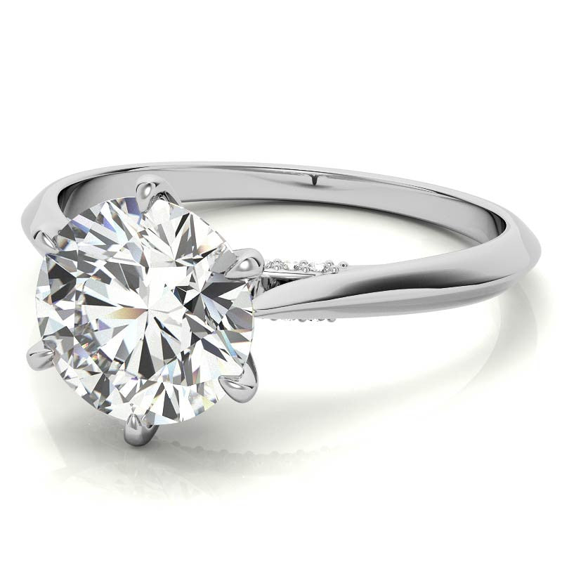 Round 6-Prong Cathedral Moissanite Engagement Ring