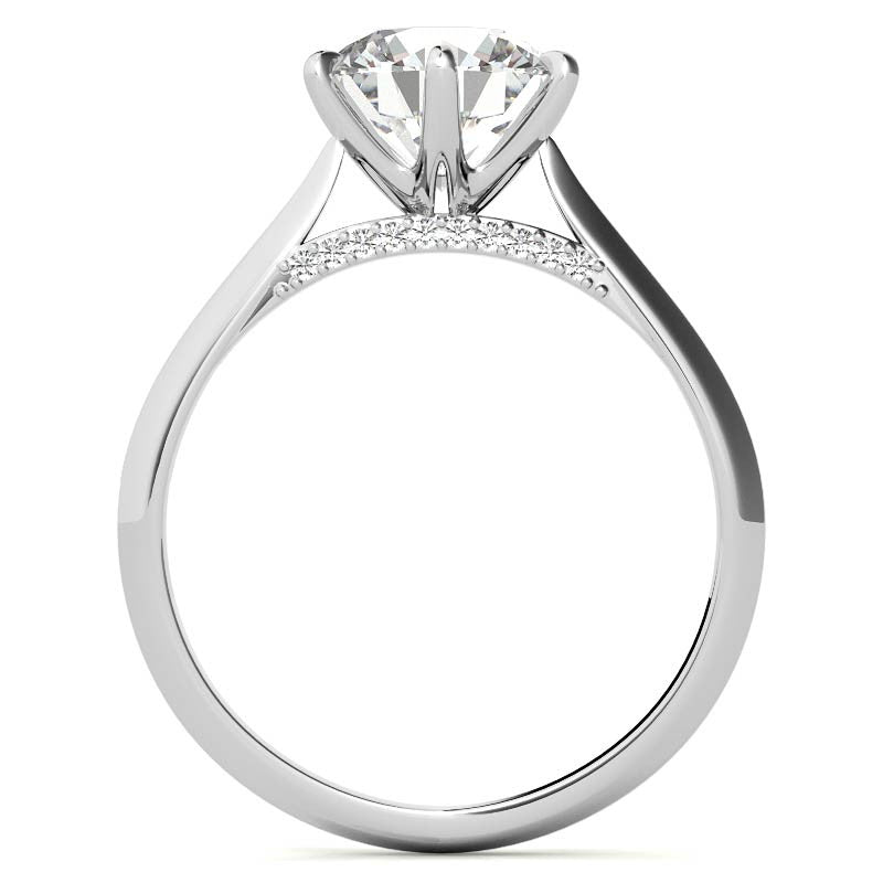 Round 6-Prong Cathedral Moissanite Engagement Ring