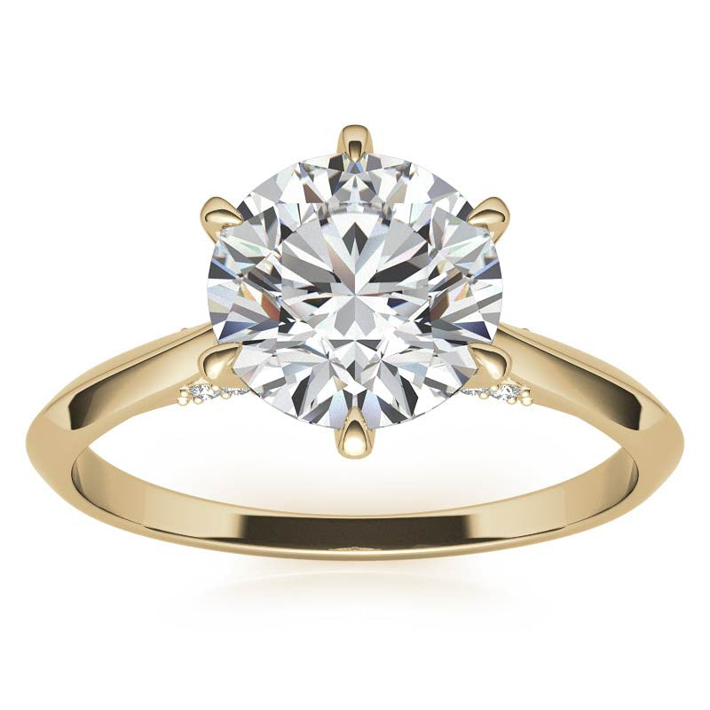 Round 6-Prong Cathedral Moissanite Engagement Ring