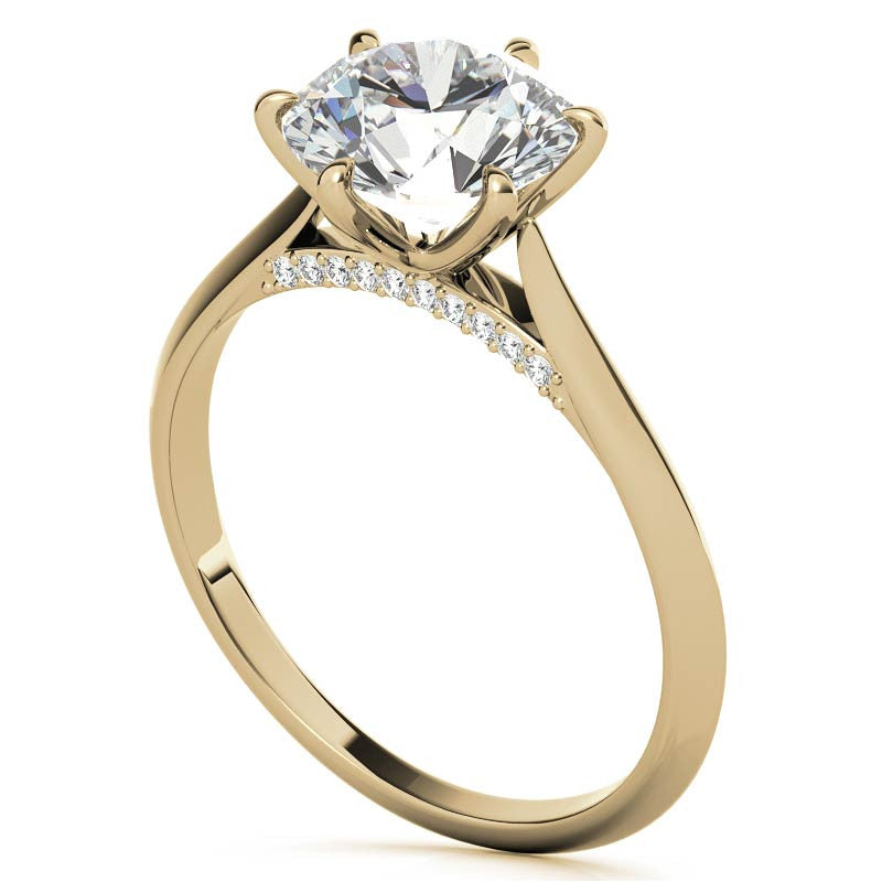 Round 6-Prong Cathedral Moissanite Engagement Ring